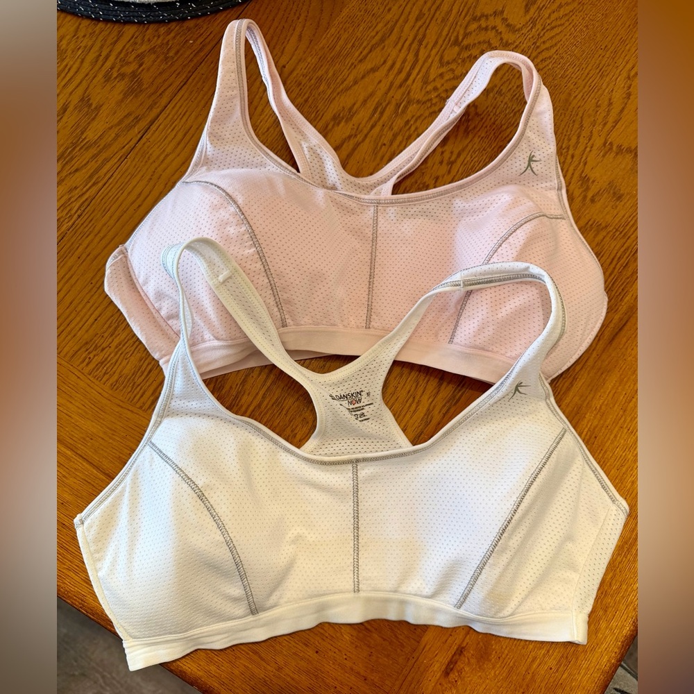 Danskin Now Racerback Sports Bras - White and Light Pink
